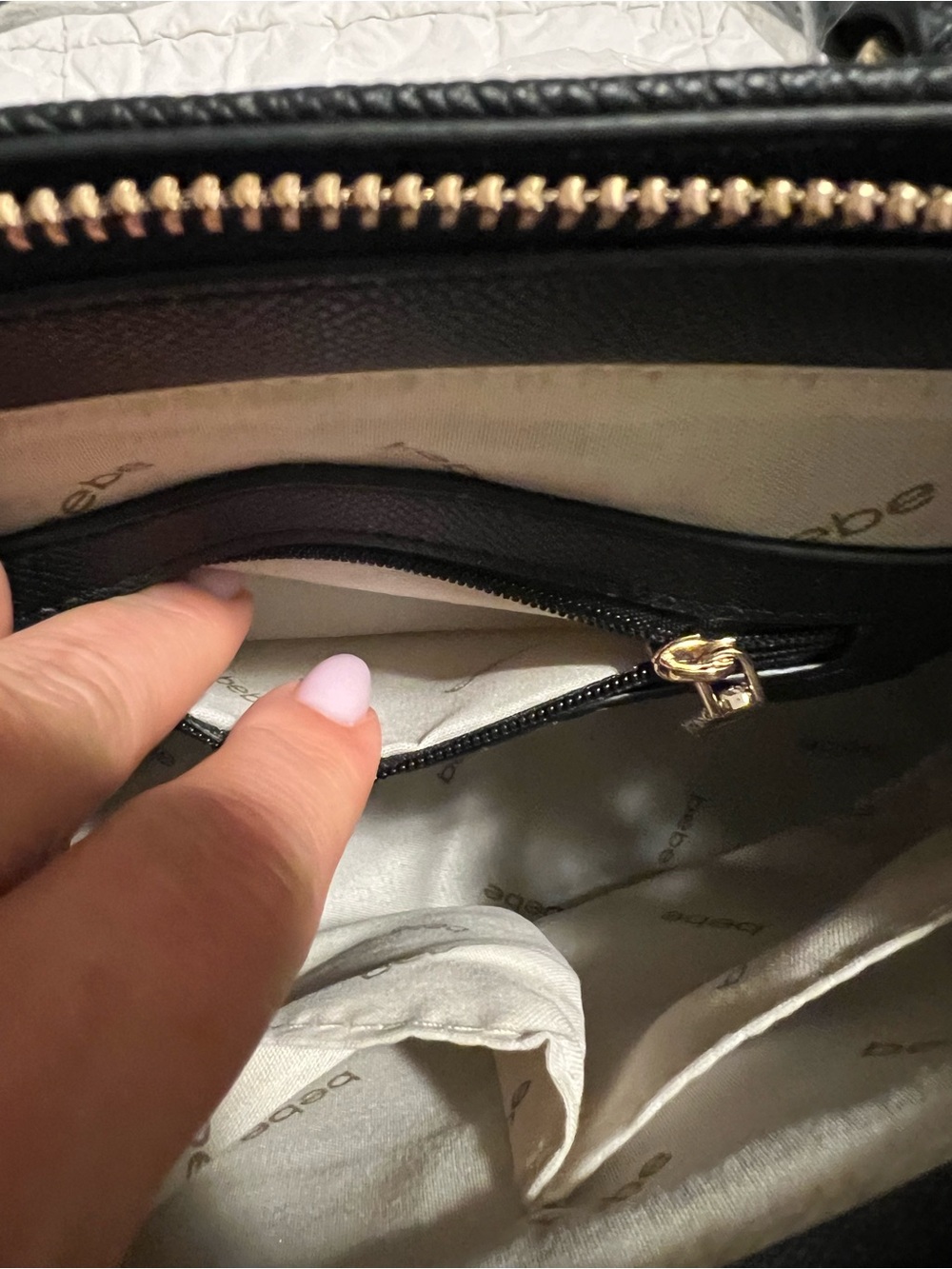 bebe Black Studded Top-Handle Satchel with Gold Hardware - Picture 8 of 10